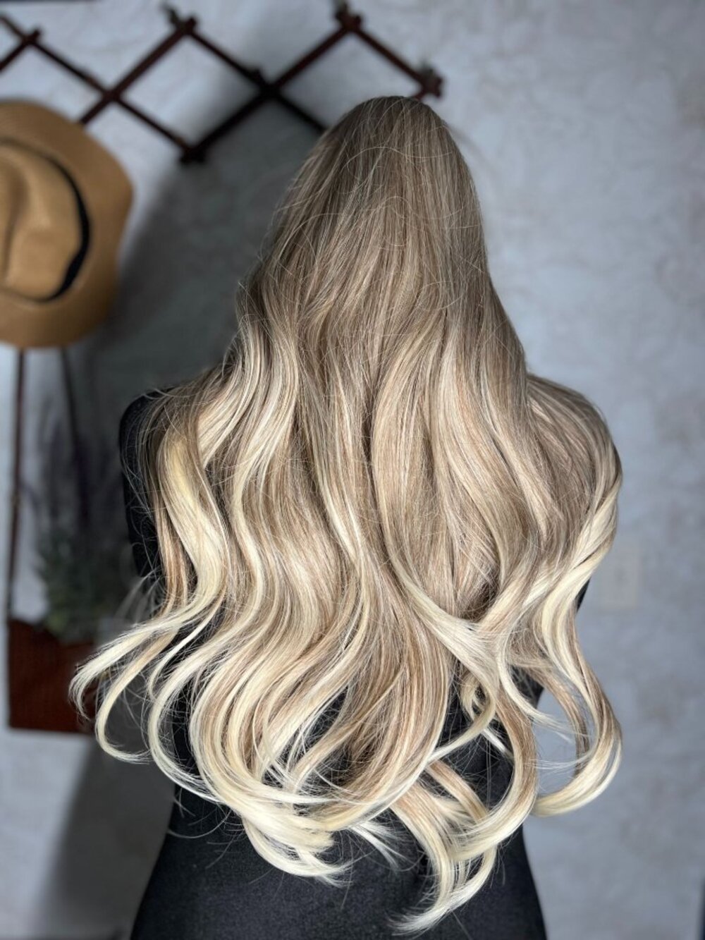 Long Blonde Wavy Wig With Bangs 24" Heat Resistant Synthetic Fiber Standard